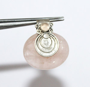 Self Love Chakra Healing Natural Rose Quartz Gemstone 925 Solid Sterling Silver <b>Pendant</b> 1 1/2" <b>Long</b> Jewelry Wholesaler - Product Image 2