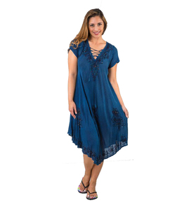 Robe de plage, Denim à rayonne, vêtements pour femmes, parapluie brodé, offre spéciale - Product Image 3