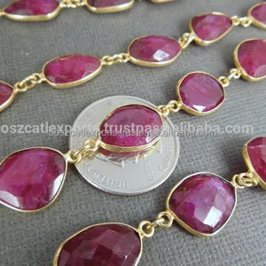 Wholesale Coszcalt Exports <b>Red</b> Beaded Chain Bezel Station Connector Third Party Certified Dyed Color Stone <b>Beads</b> for Rosary - Product Image 1