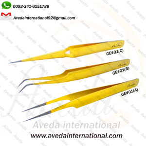 Pinzas de Extensión de Pestañas de Acero Inoxidable Chapadas en Oro con Logotipo Personalizado de Alta Calidad, Antimagnéticas, Punta Puntiaguda de Precisión, Alemanas GE # 04 - Product Image 2