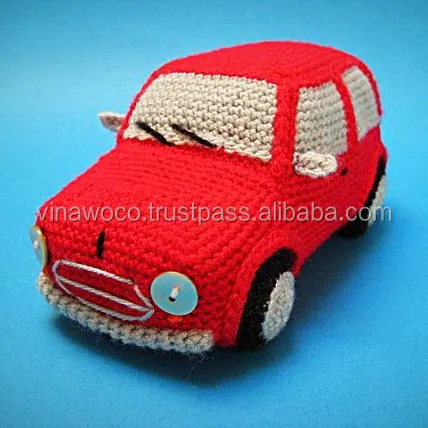 Amazing Red Car-coches de ganchillo, juguetes amigurumi