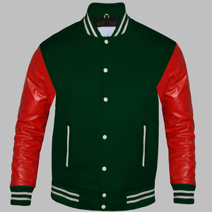 Chaquetas con letras de lana de invierno con mangas de cuero Colocación del logotipo frontal - Product Image 1