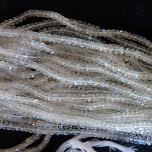 Rainbow Moonstone Faceted Gemstone String Beads 4 mm Round White Color - Product Image 4