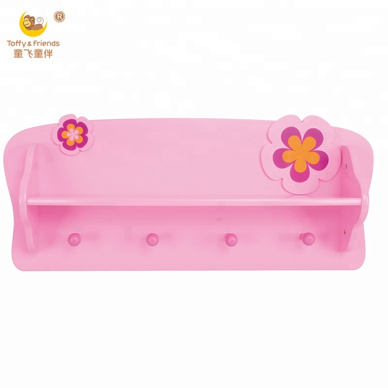 Kids Wall Pegs Pink Flower Coat Hooks for Girls Room