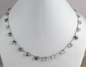 12 "ยาวคุณภาพสูง18ชิ้นลูกปัดอัญมณีพลอยธรรมชาติสีดำเจียระไนเป็นรูปหัวใจสร้อยคอเครื่องประดับน่ารักสำหรับผู้หญิง - Product Image 5