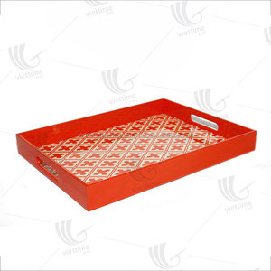 Plateau de service en laque coloré, plateau décoratif en bois - Product Image 3