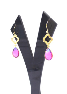 Pendiente de aro de piedras preciosas de cuarzo amatista con corte facetado en forma de pera hecho a mano, accesorios de joyería chapados en oro, diseño elegante, tamaño de cuenta de mm - Product Image 6