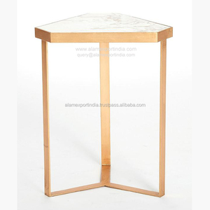 Meubles de salon pliables modernes et écologiques Table basse en aluminium avec dessus en marbre pour un usage domestique - Product Image 1
