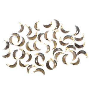 Pendentif en quartz fumé de 16 à 18 mm avec bélière en forme de lune plaqué or pour la fabrication de bijoux - Product Image 1