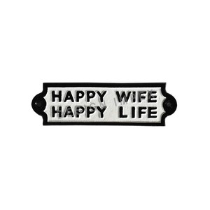 Panneau mural « Happy Wife Happy Life » en fonte, personnalisé, décoration pour la maison - Product Image 1
