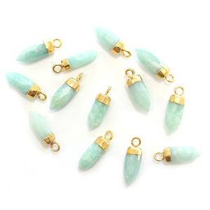 Amazonita de 16 a 18 MM con fianza, colgante chapado en oro con forma de Punta pequeña, hallazgos de joyería de piedras preciosas naturales, signo del zodiaco Virgo - Product Image 2