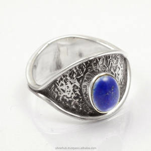 Gran oferta, anillo de piedras preciosas de lapislázuli con ajuste de bisel de corte brillante ovalado de Plata de Ley 925, joyería para mujer, anillo de plata hecho a mano - Product Image 1