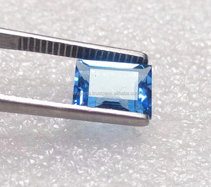 หินพลอยบุษราคัมสีฟ้าเหลี่ยมเจียระไนแบบสวิสเจียระไนเป็นรูปสี่เหลี่ยมผืนผ้าหินบุษราคัมสีฟ้าธรรมชาติสำหรับทำเครื่องประดับ - Product Image 3