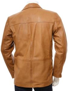 Blazer en cuir pour homme de qualité supérieure, couleur brun clair, veste en cuir souple - Product Image 2