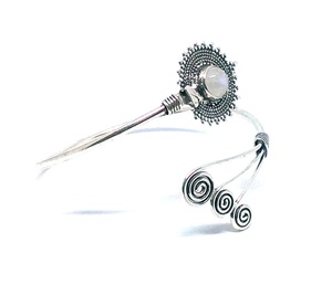 Accessoire à la mode attrayant de bracelet de manchette de pierre de lune d'arc-en-ciel d'argent - Product Image 2