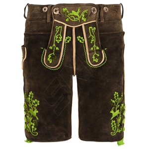 Pantalones cortos Lederhosen de cuero de ante genuino hechos a medida de alta calidad, monos de talla grande para todas las estaciones para el Festival de cerveza de verano, venta al por mayor - Product Image 1