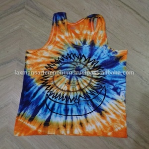 NUEVA CAMISETA PARA HOMBRE GODS DESIGNS CON ESTAMPADO DE DIOSES INDIOSES, TIE DYE HECHO A MANO, Tejido de punto de Spandex/Algodón, Sin mangas, Corte regular, Estilo vintage, Transpirable - Product Image 2