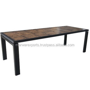 Table à manger moderne en fonte antique avec verre pour meubles de cuisine ou de restaurant - Product Image 1