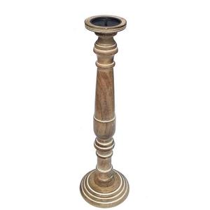 เชิงเทียนไม้แกะสลักสีขาวสไตล์ชนบท งานแฮนด์เมด รูปทรงกลม สำหรับตกแต่งบ้านในเทศกาลคริสต์มาส - Product Image 1