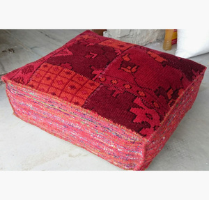 INDIEN FAIT À LA MAIN CARRÉ DÉCORATIF KILIM POUF - Product Image 2