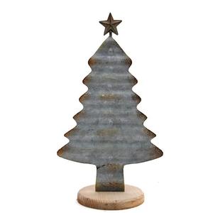 Sapin de noël en fer Vintage avec Base en bois, - Product Image 1