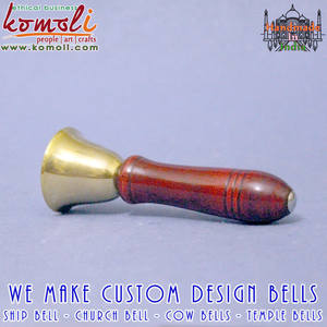 Campana Tradicional India con Mango de Madera, Campana de Latón para Puja, Campana Religiosa para Rituales Hindúes y Decoración de Templos - Product Image 3