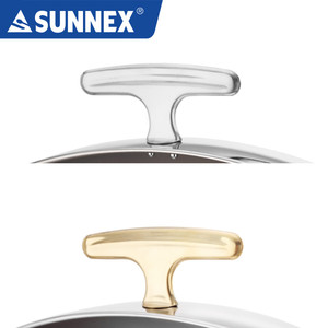 Plats chauffants ovales en acier inoxydable de 3,8 L x 2 avec poignée plaquée titane et charnière mécanique - Product Image 5