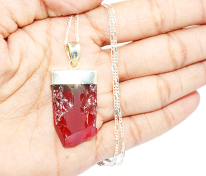 Collar de plata de ley 925 con forma de ónix roja, joyería hecha a mano con piedras preciosas - Product Image 4
