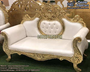 Lujoso sofá de boda de oro y plata escenario de boda sofá de trono de diamante blanco sofá de escenario de boda Maharaja musulmán - Product Image 4
