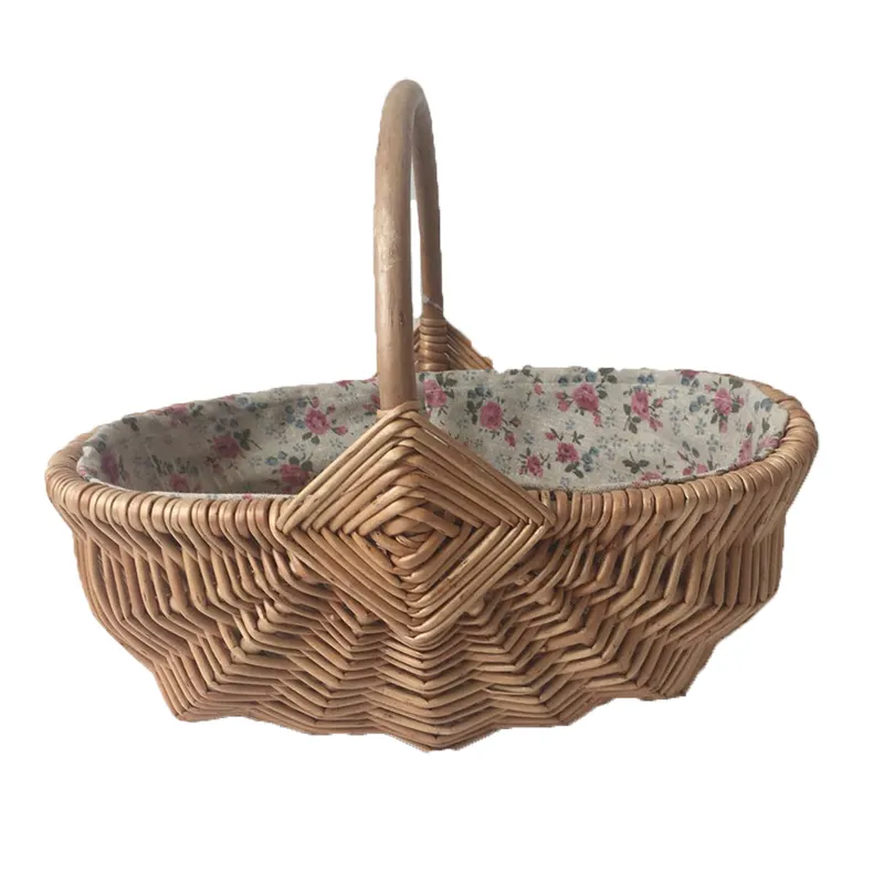 Hot Sale Woven Willow Gift Basket Handle For Christmas Decoration Hanging Flower Pot