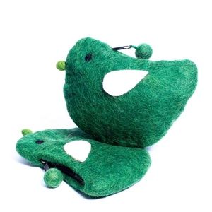 FYN-CL-046 à la mode laine feutre sac à main talentueux femmes artisans' petit oiseau conception écologique fermeture à glissière du Népal - Product Image 4