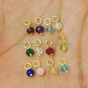 Minuscule pierre précieuse or Vermeil fil d'argent Sterling enroulé pierre de naissance pendentifs à breloque pour cadeau - Product Image 2