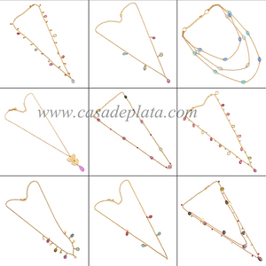 Collar liso de Plata de Ley 925 Diseño único Collar chapado en oro hecho a mano Collar de moda para regalo de boda para ella. - Product Image 4