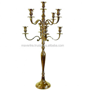 Laiton or grand 9 bras plancher de verre candélabre pièce maîtresse pour lieu de mariage fête d'anniversaire décoration de noël - Product Image 6