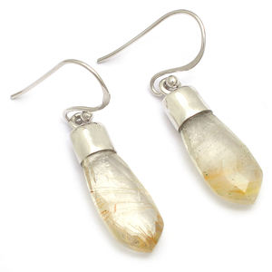 Pendientes colgantes de plata de ley 925 con forma de Druzy dorado genuino, joyería hecha a mano, Pendientes colgantes de moda de bajo precio para mujer - Product Image 1