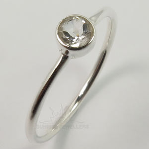 Choisissez n'importe quelle taille, bague en argent sterling 925 plaqué platine, pierre précieuse en quartz fumé naturel taillée, petite et jolie, tierce partie - Product Image 1
