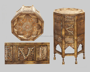 Dts H11 — Table en laiton incrusté en argent, atique arabe, Reproduction Antique - Product Image 1