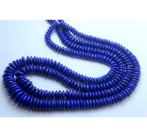 Cuentas de forma de corte alemán liso de lapislázuli azul real natural, cuentas de 18 pulgadas para la fabricación de joyas - Product Image 1