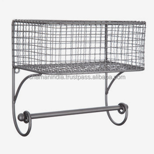Iron Wire Wall <b>Basket</b> <b>Bathroom</b> Towel Rack - Product Image 1