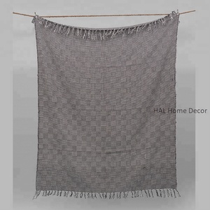 Couverture en coton tissé écologique bon marché en gros, logo personnalisé disponible, utilisation toute saison, 50x60 pouces, décoration intérieure indienne - Product Image 2