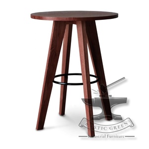 Tabouret de bar vintage en bois massif d'acacia rouge Design traditionnel polyvalent pour manger en plein air, salon, centre commercial ou école - Product Image 6