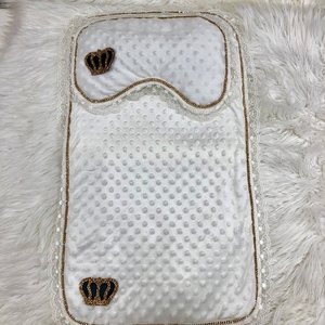 Wholesale Custom Long Sleeve Bamboo Bubble Cotton Fabric Knit Baby Jewelry <b>Cushion</b> Baby Swaddle 4 Pieces Romper Set and Blanket - Product Image 3