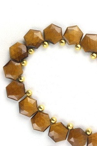 Tigre jaune naturel pierres précieuses à facettes en forme d'hexagone Briolette perles avec boucle d'oreille collier femmes cadeau mignon - Product Image 4