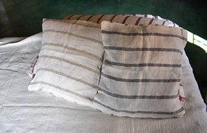 Lin de lin/coton rayure carré Style uni écologique à la main housse de coussin pour la maison hôtel utiliser taies d'oreiller tissées - Product Image 6