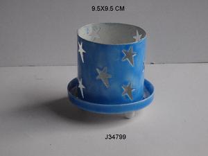 Diseño moderno colgante Metal T Light Votive con acabado de cerámica en Color azul Tea Light Candle Holder Navidad Diwali Home Decor - Product Image 5