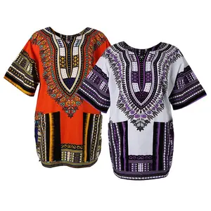 Kaus Putih Dashiki Thailand Kustom 2021 Desain Baru Poliester Katun Pria Afrika Pakaian Dicetak Kaus Amerika Dashiki