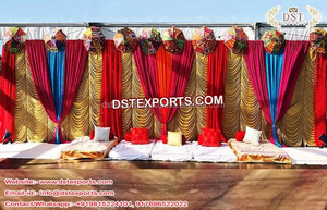 Diseñador boda Mehandi escenario cortinas boda Sangeet escenario telón de fondo cortinas boda escenario decoración con telones de fondo cortinas - Product Image 2