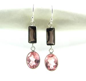 Amazing Quality <b>Beautiful</b> Natural Rose Quartz Smoky Hydro Gemstone Studs Rectangle & Oval Shape <b>Earring</b> Wholesale Price - Product Image 6