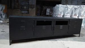 Meuble TV moderne de luxe en fer, entièrement en bois et en verre, style industriel, pour salon, chambre, hôtel, utilisation en extérieur - Product Image 2