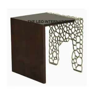 Latest Metal <b>And</b> Wooden Console Table Living Room <b>Furniture</b> Modern Unique Shape <b>Furniture</b> Brown Color - Product Image 1